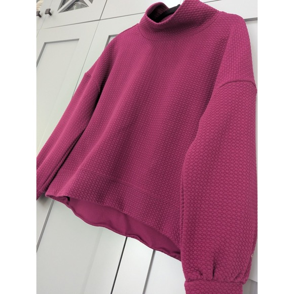 Calia by Carrie Underwood Textured Cowl Neck Sweatshirt Top Burgundy Size Large - Picture 2 of 9